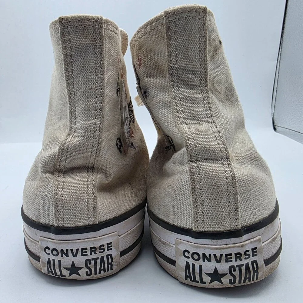 Converse CTAS HI Girls Size 5.5 Egret Black White Shoes Butterfly School Casual